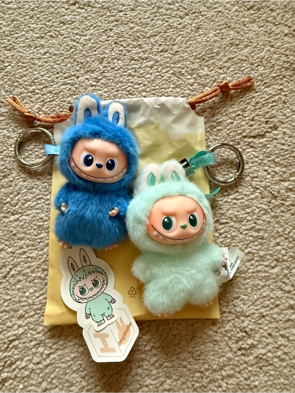 Plush Bunny Keychain Doll - Blue and Mint